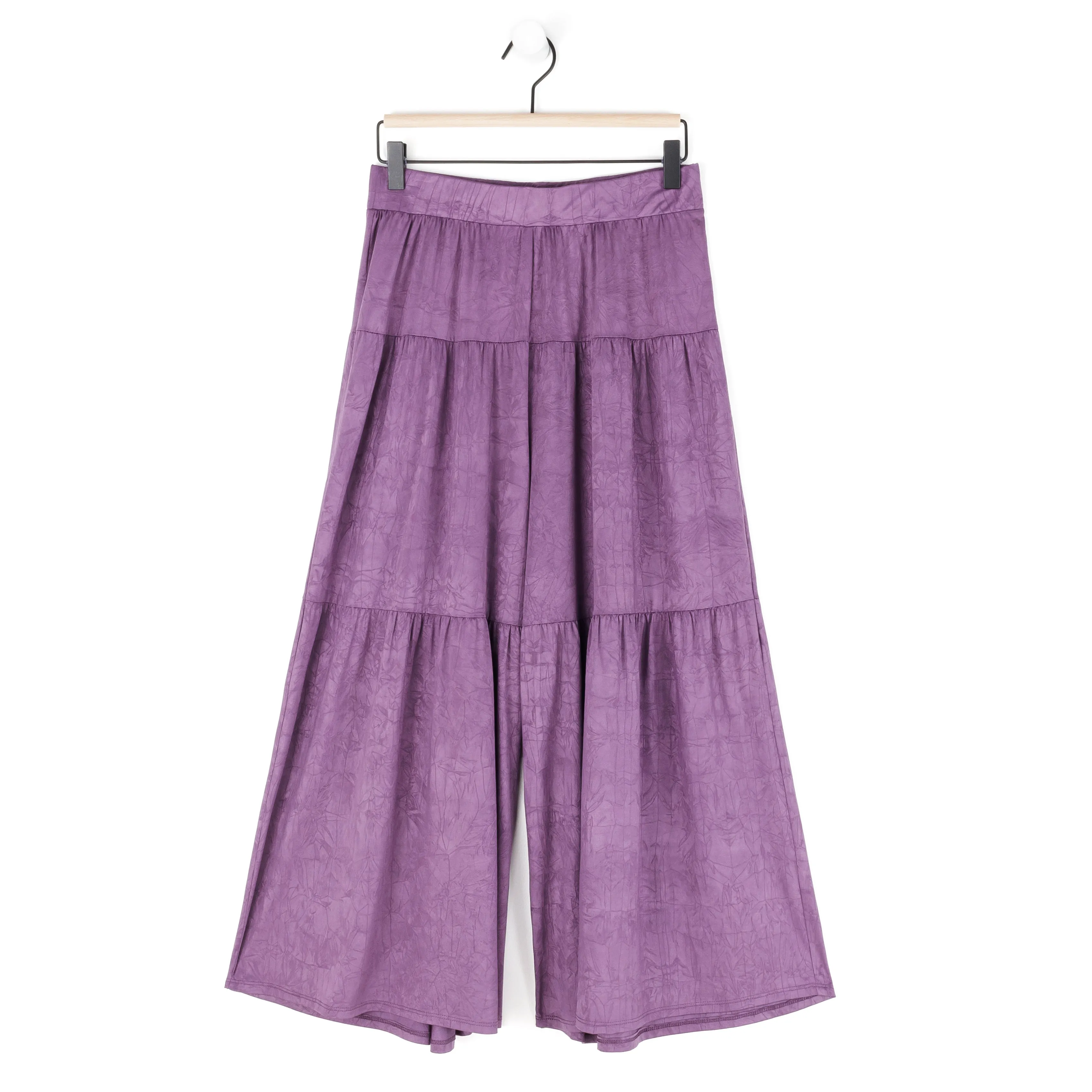 Crushed Silk Knit - Cardigan, Tank, Skirt-Pant 3pc Set - Plum - Final Sale!