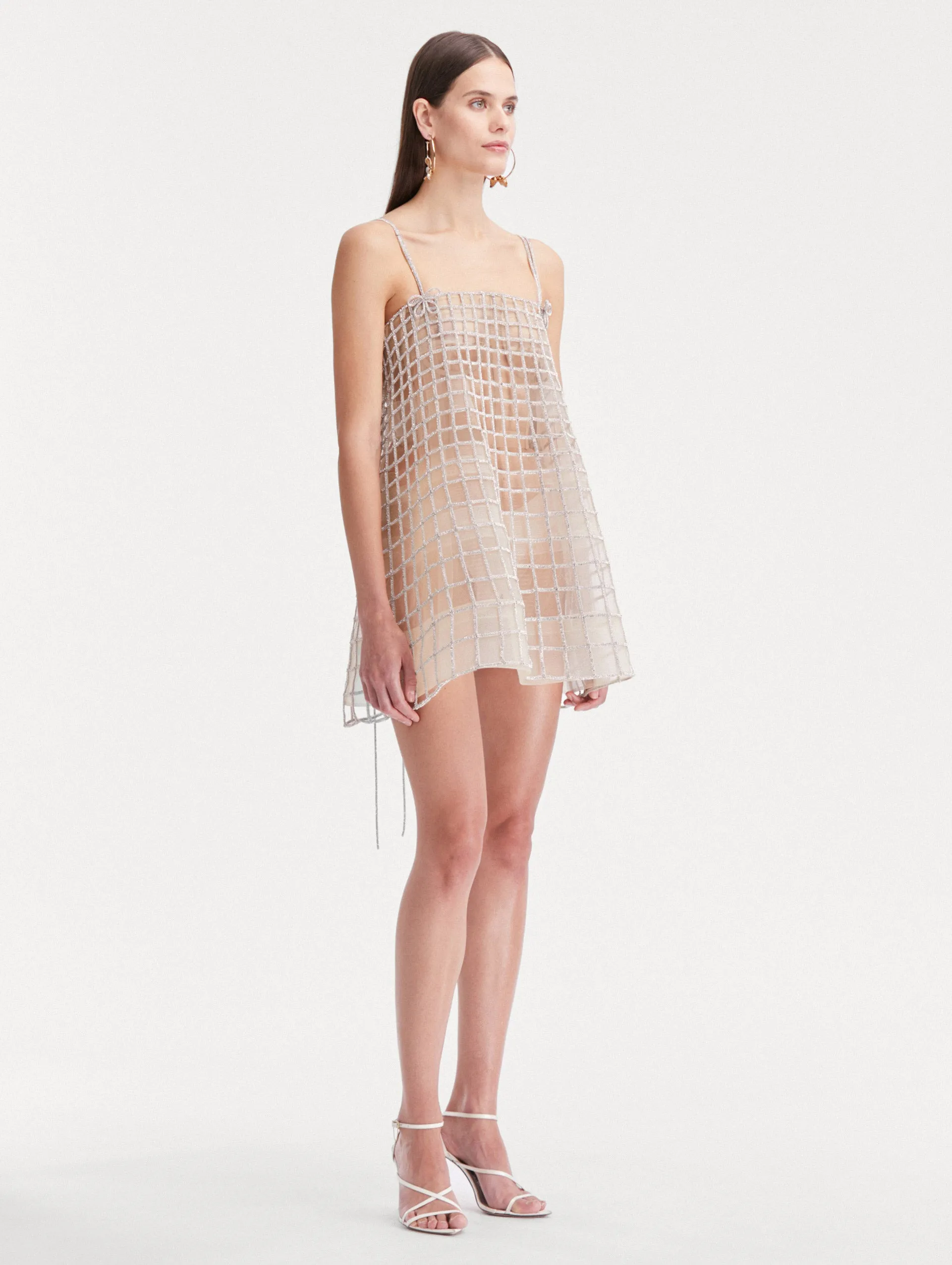 Crystal Grid Trapeze Dress