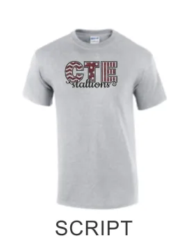 CTE Glitter Maroon or Grey Basic T-Shirt in 4 New Designs