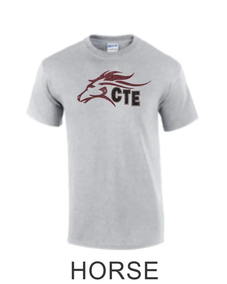 CTE Glitter Maroon or Grey Basic T-Shirt in 4 New Designs