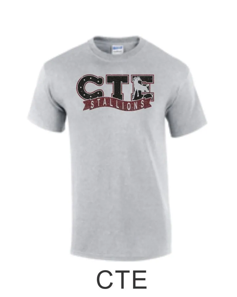 CTE Glitter Maroon or Grey Basic T-Shirt in 4 New Designs