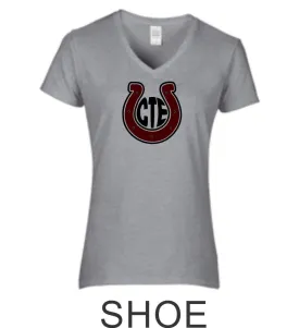 CTE Ladies Fit Grey Short Sleeve Tee in 4 New Designs- Matte or Glitter