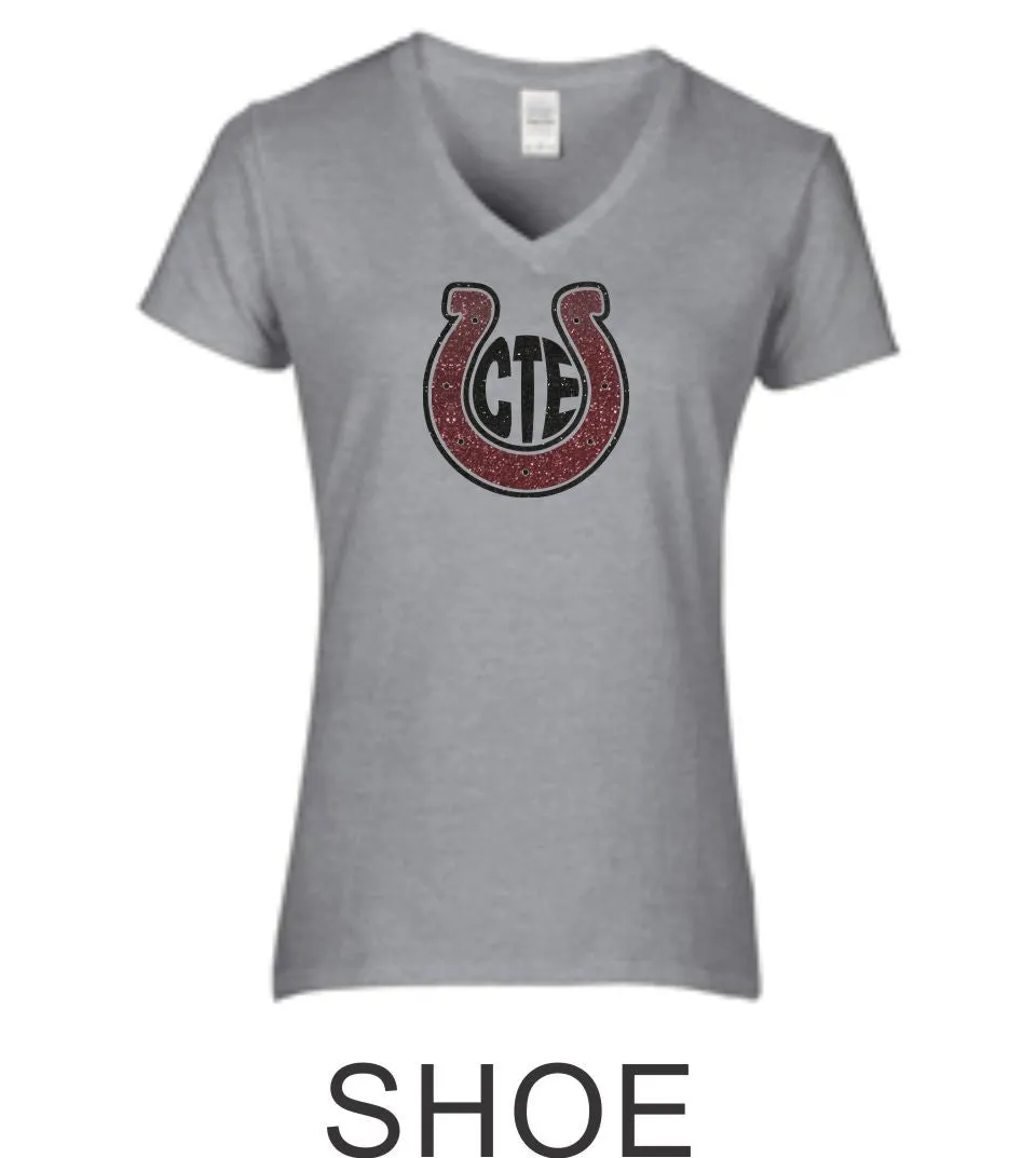 CTE Ladies Fit Grey Short Sleeve Tee in 4 New Designs- Matte or Glitter