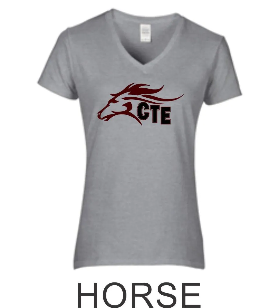 CTE Ladies Fit Grey Short Sleeve Tee in 4 New Designs- Matte or Glitter