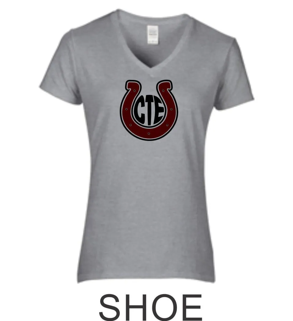 CTE Ladies Fit Grey Short Sleeve Tee in 4 New Designs- Matte or Glitter