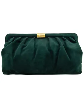 Dark Green Suede Frame Clutch