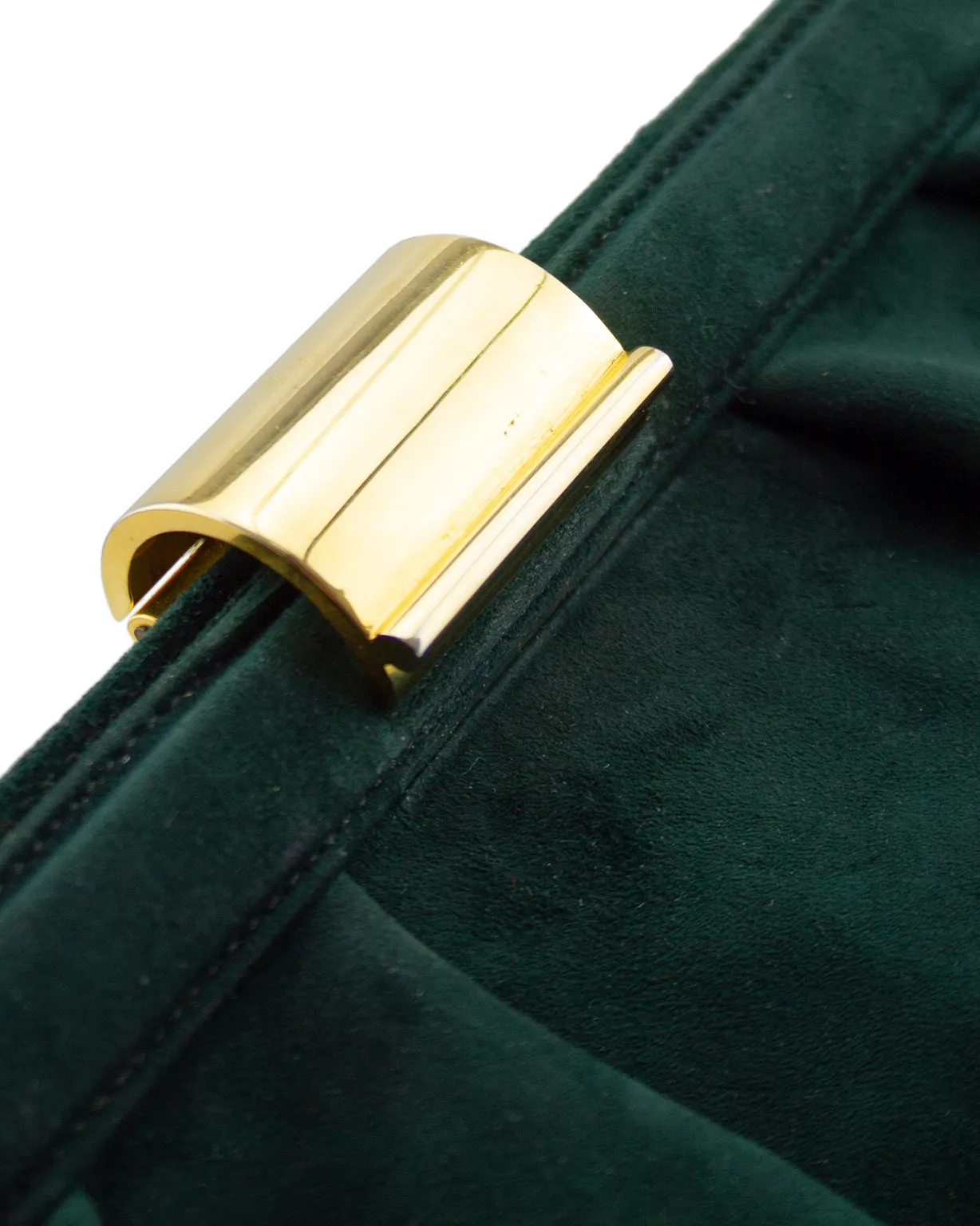 Dark Green Suede Frame Clutch