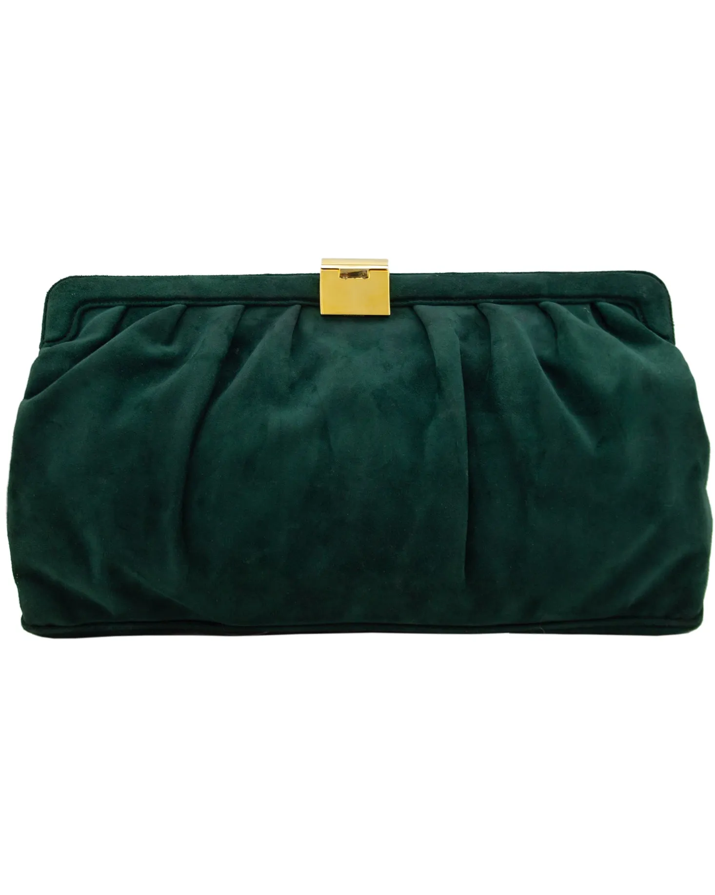 Dark Green Suede Frame Clutch