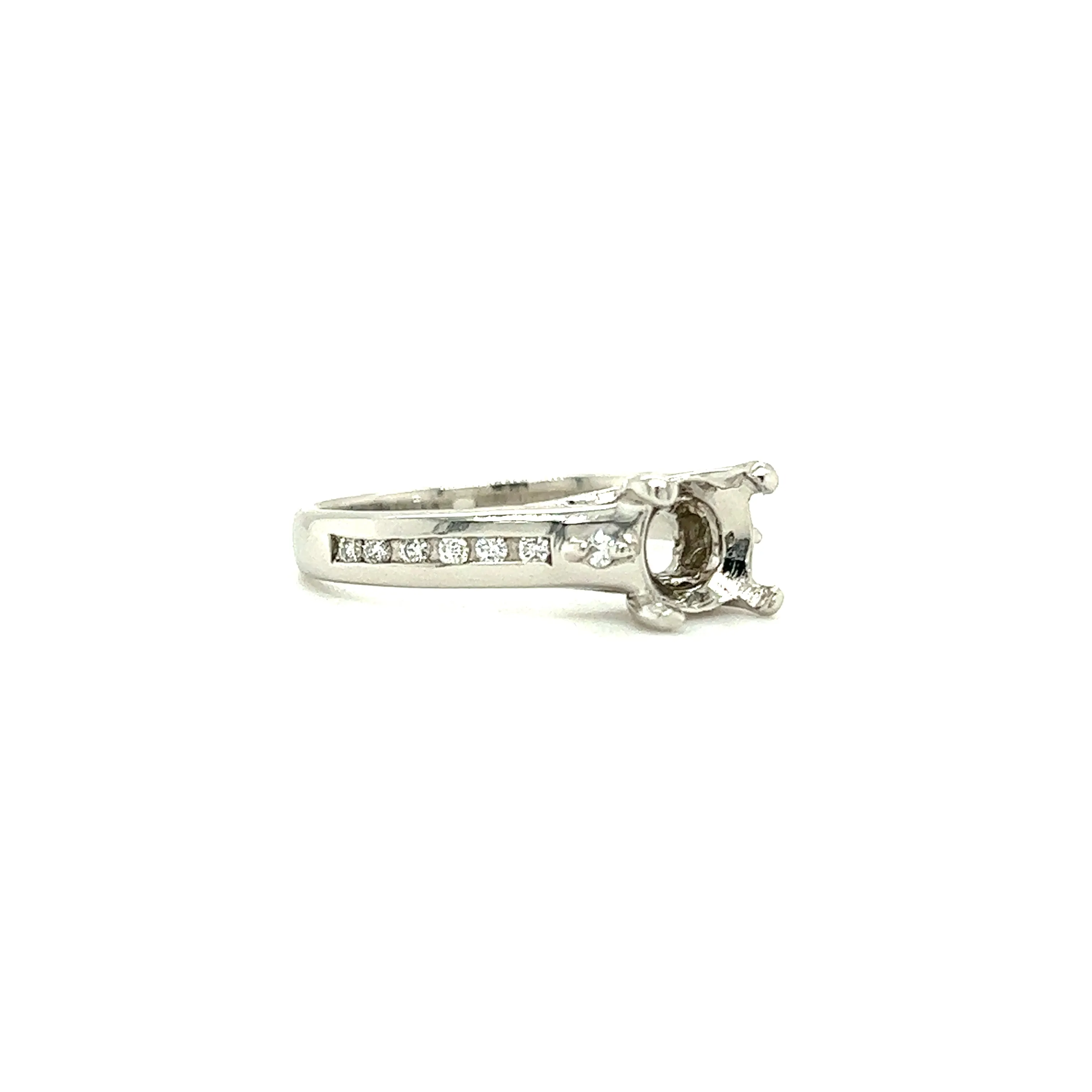 Diamond Ring Setting with Fourteen Diamonds in Platinum