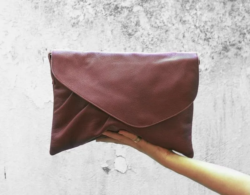 Erato clutch - Burgundy leather