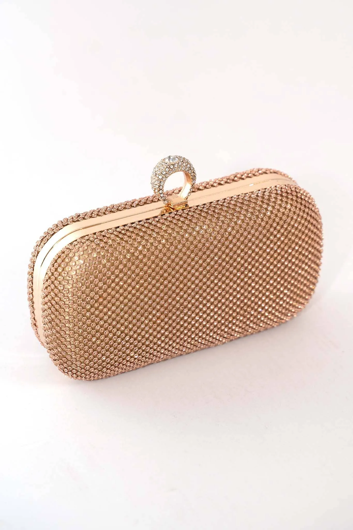 Esme Diamante Clutch Bag - Rose Gold