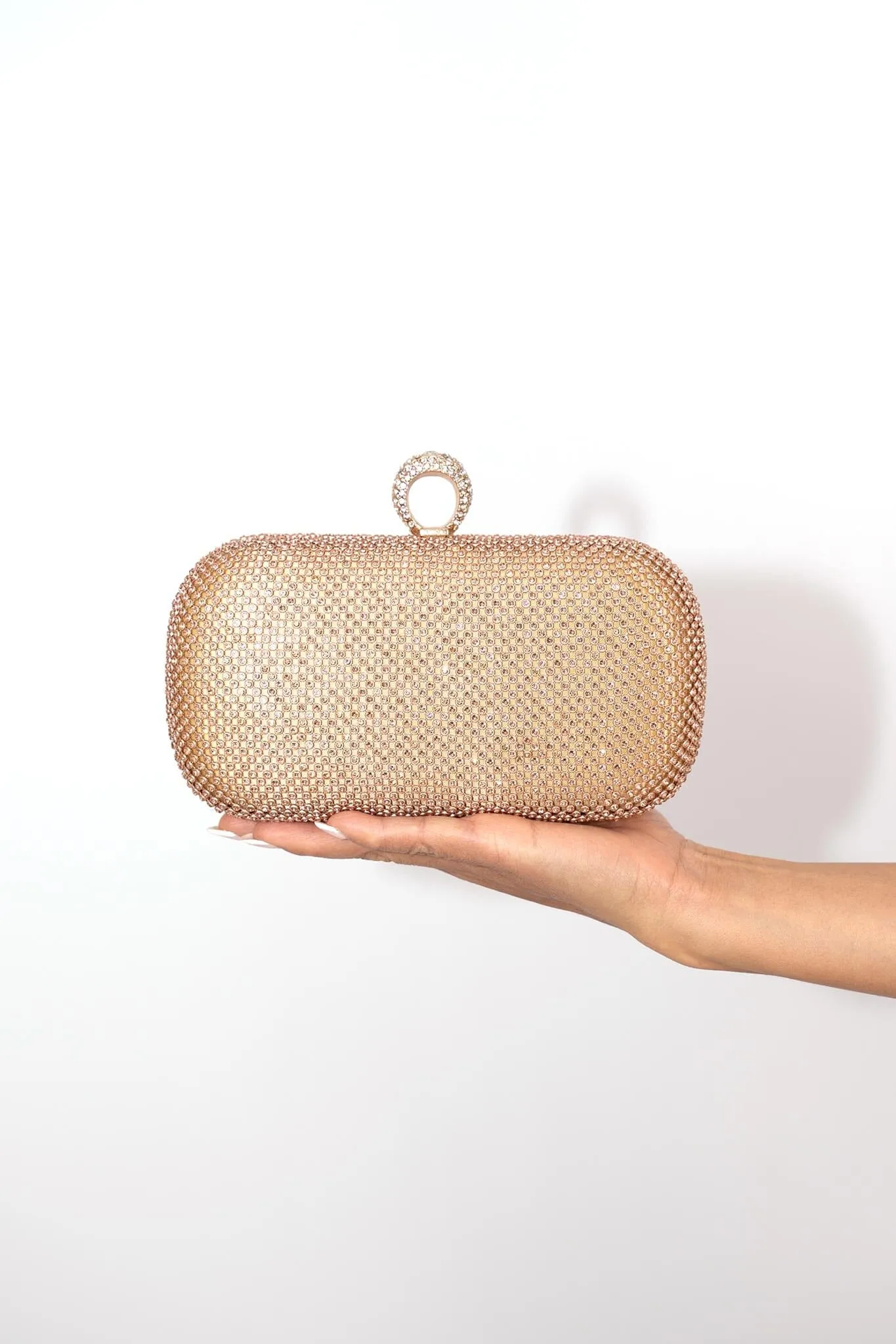 Esme Diamante Clutch Bag - Rose Gold