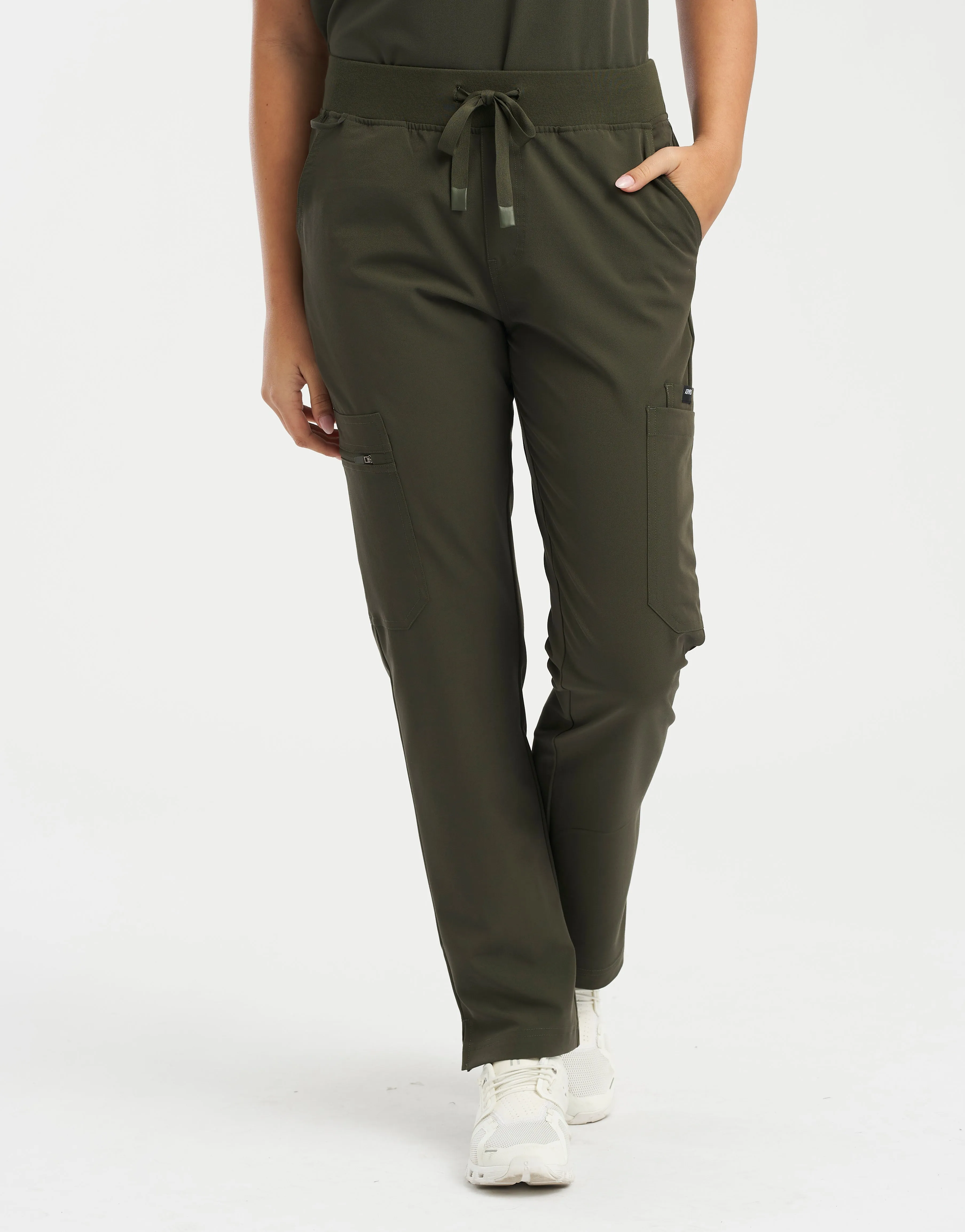 Essential Multi-Pocket Scrub Pants - Khaki Green