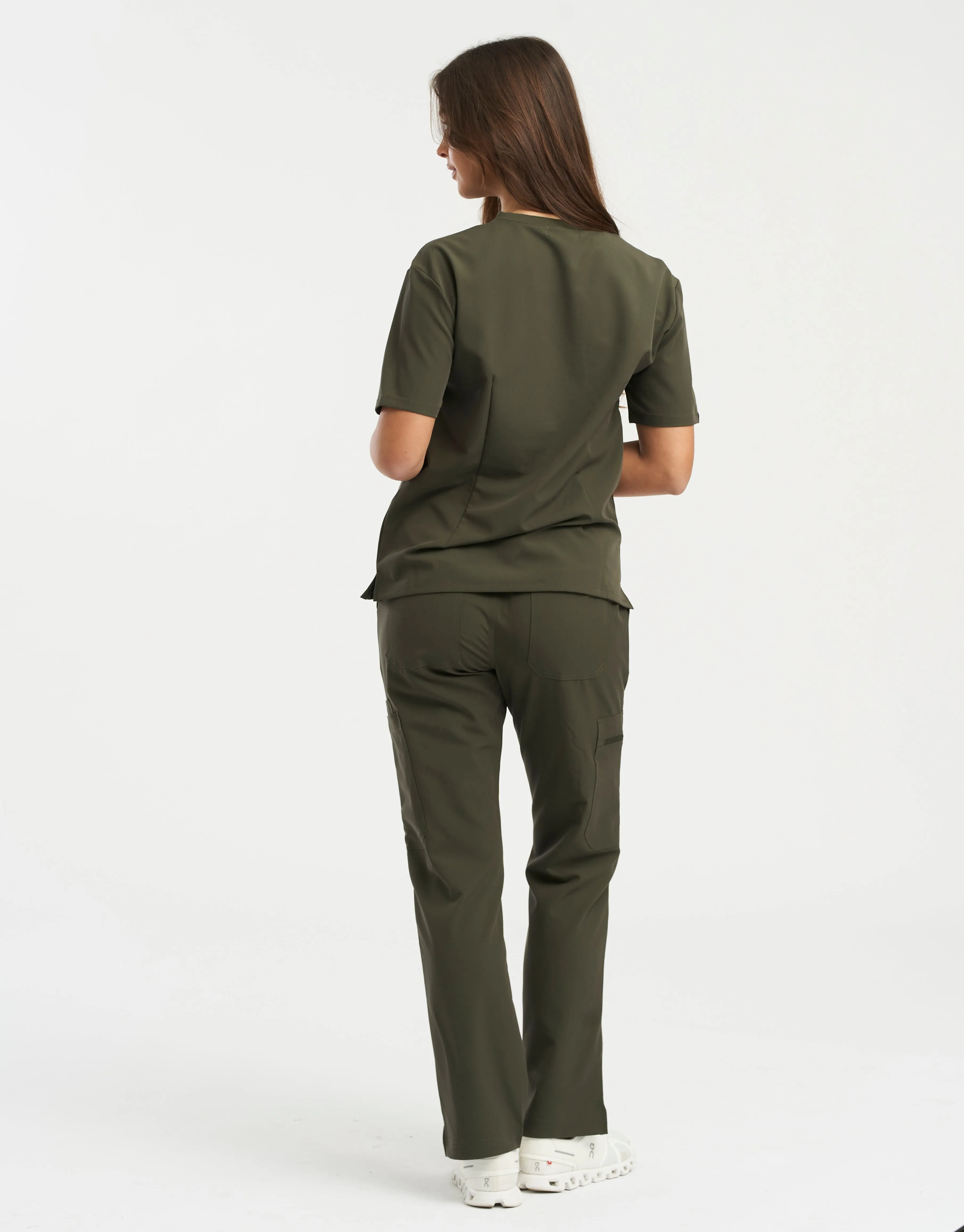 Essential Multi-Pocket Scrub Pants - Khaki Green