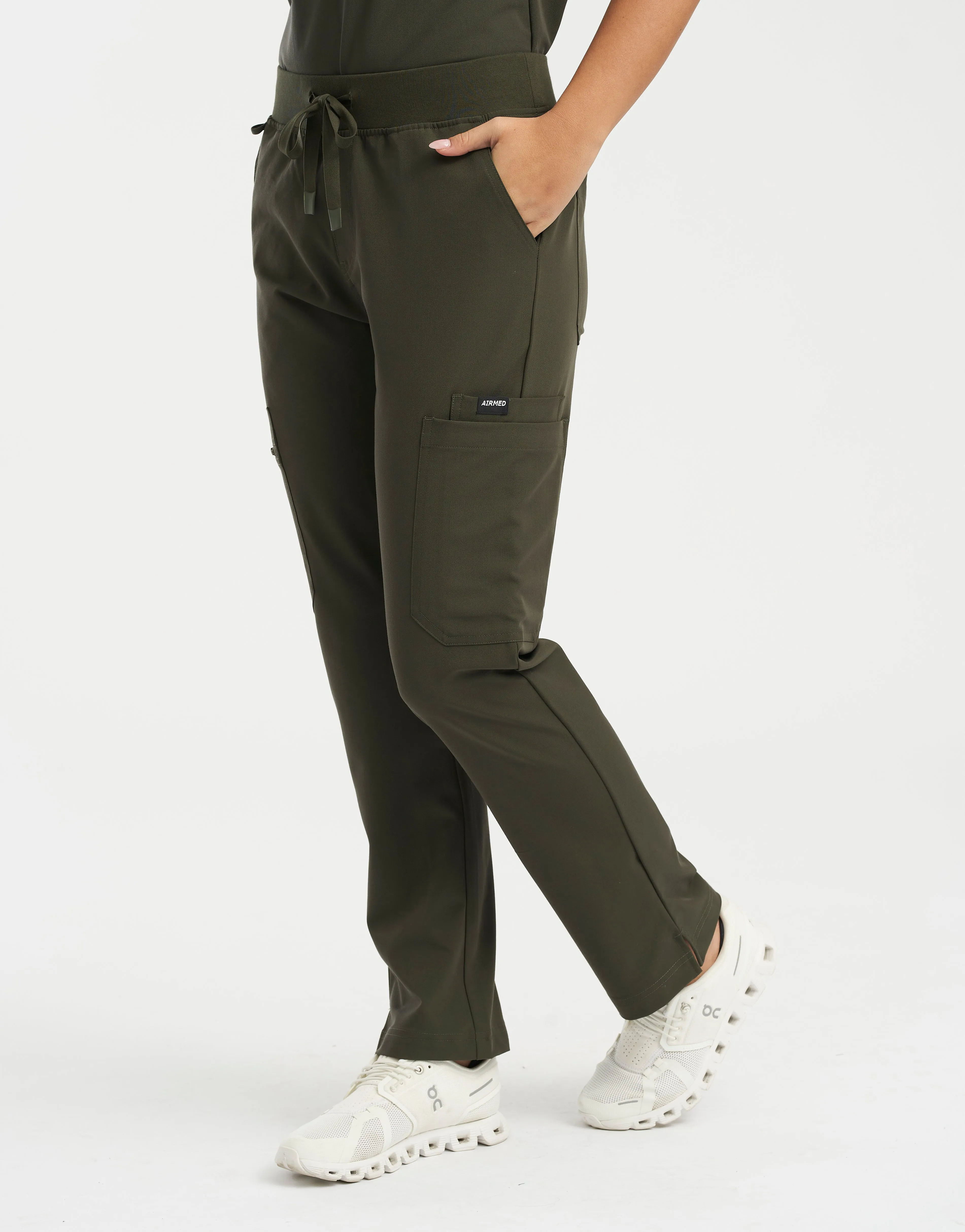 Essential Multi-Pocket Scrub Pants - Khaki Green