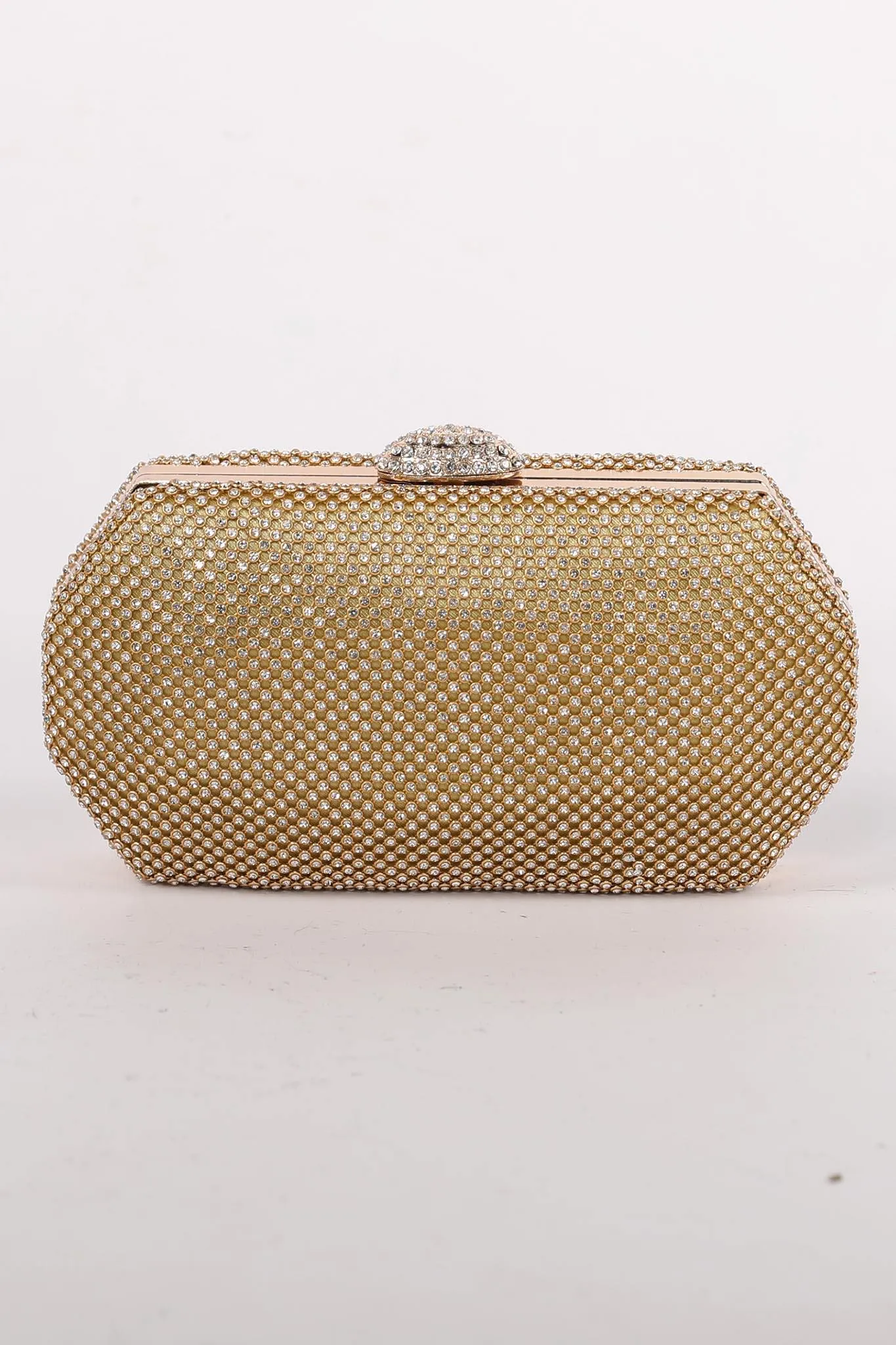 Esther Diamante Box Clutch Bag - Gold