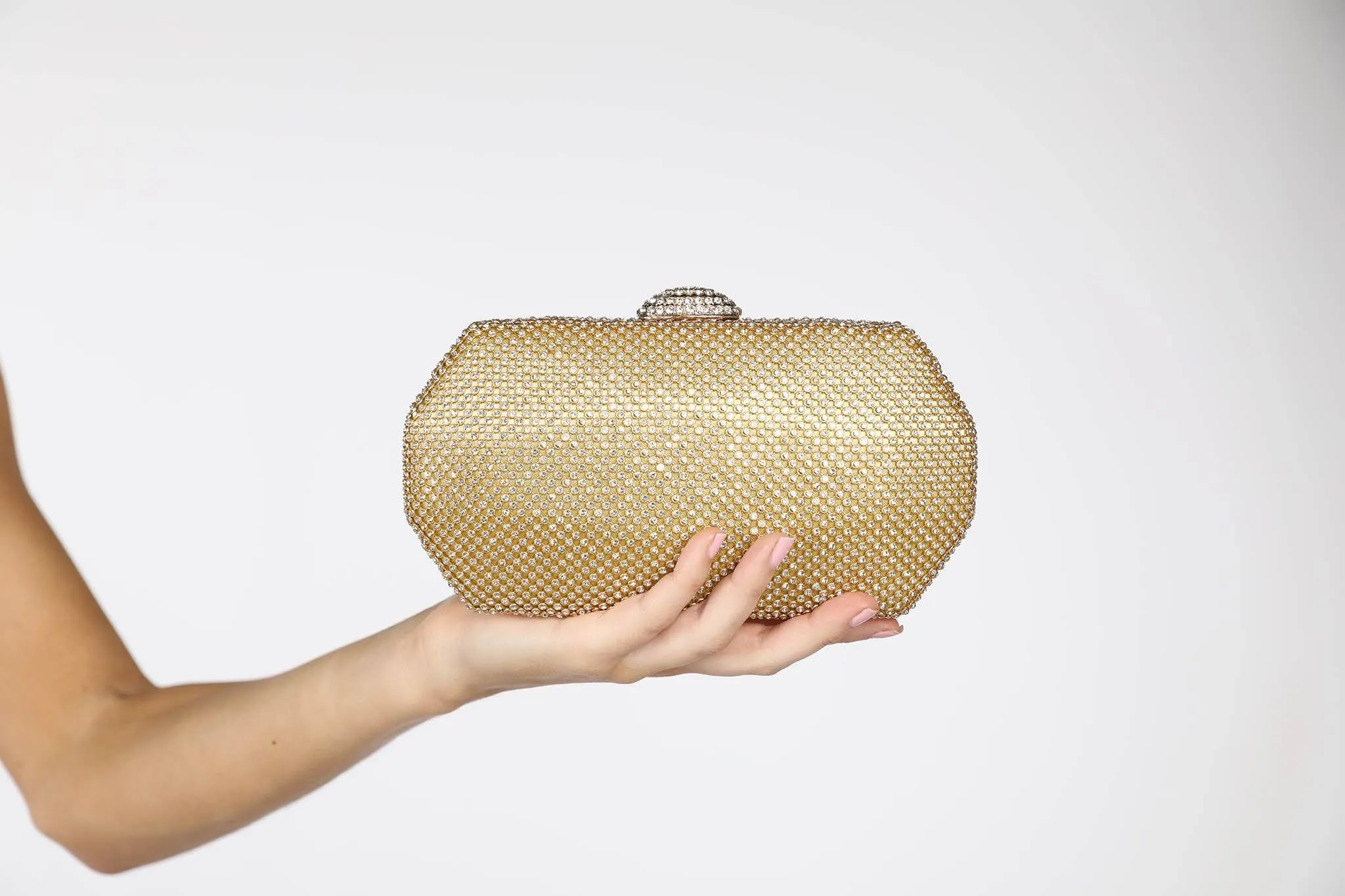 Esther Diamante Box Clutch Bag - Gold