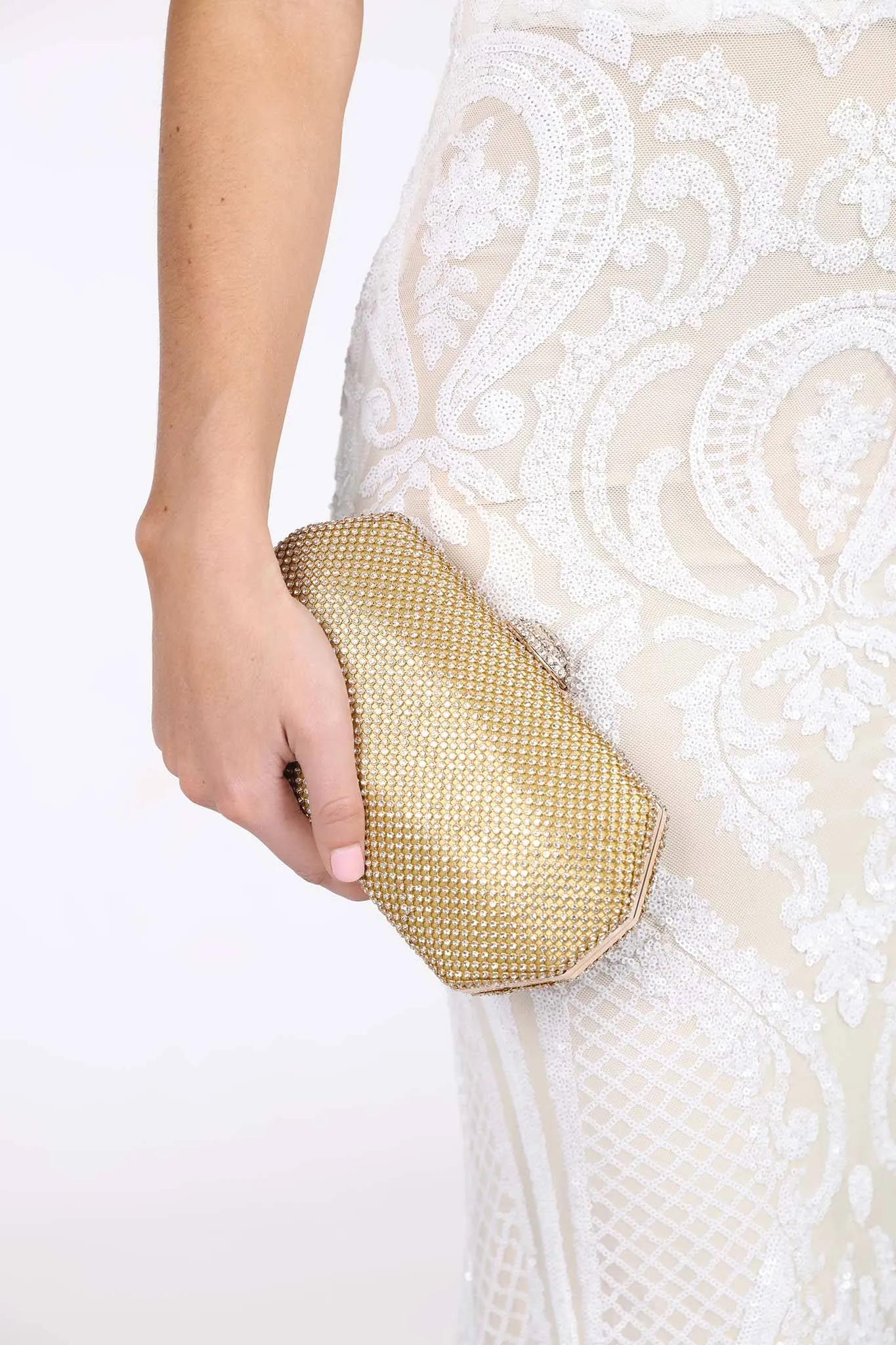 Esther Diamante Box Clutch Bag - Gold