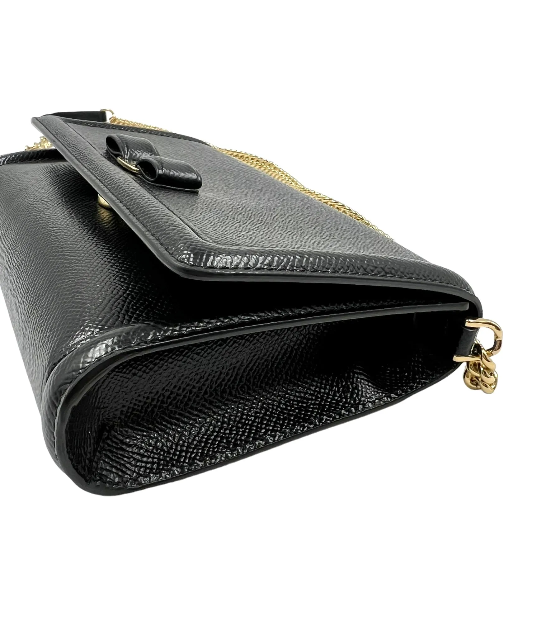 Ferragamo Black Leather Chain Vara Bow Mini Bag