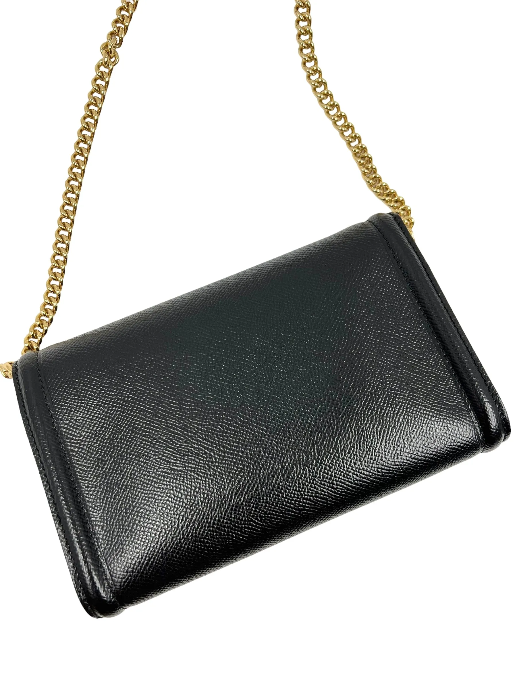 Ferragamo Black Leather Chain Vara Bow Mini Bag