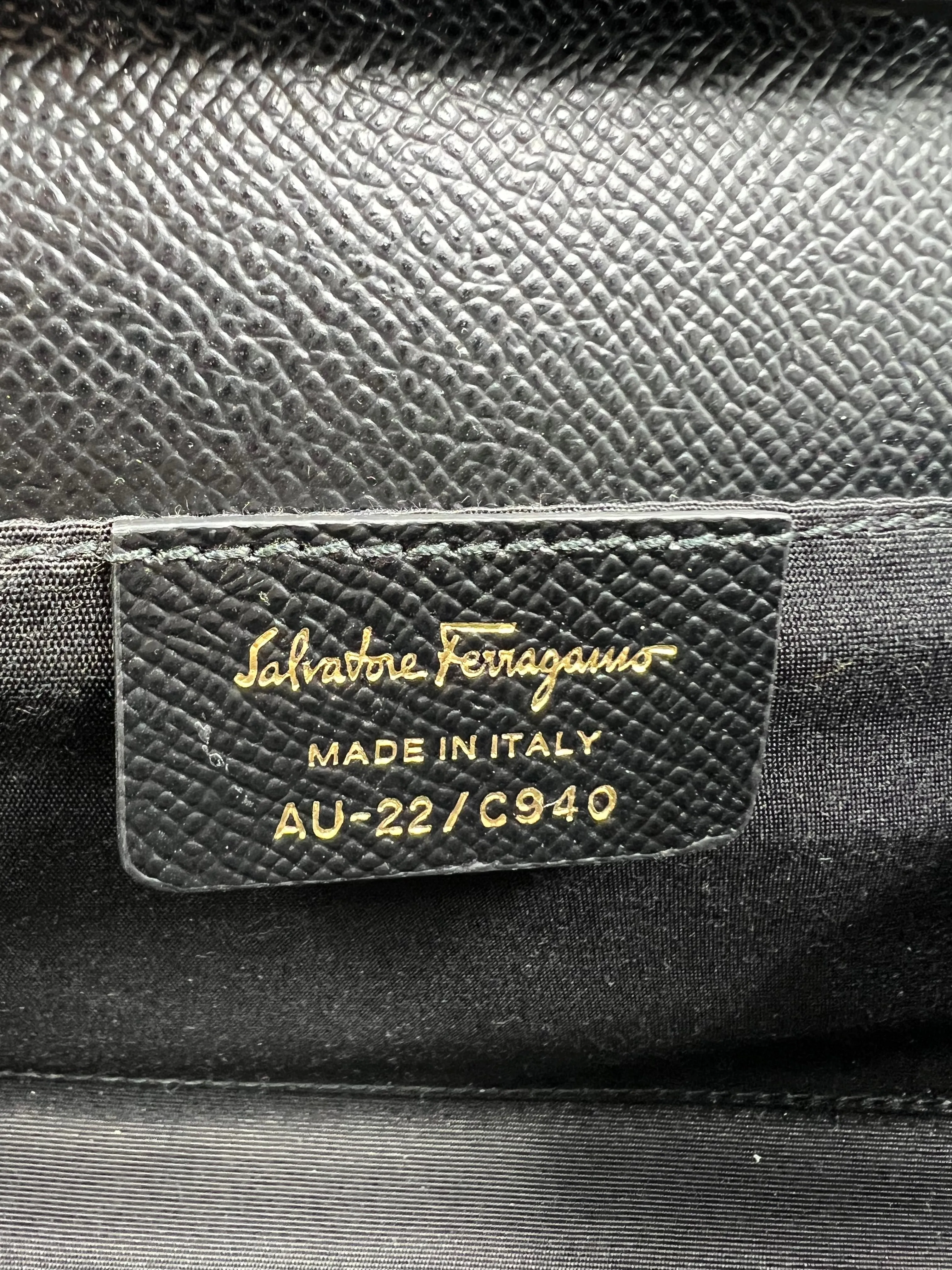 Ferragamo Black Leather Chain Vara Bow Mini Bag