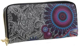 Funky Abstract Hippie Boho Dual Zipper Fashion Wristlet Wallet