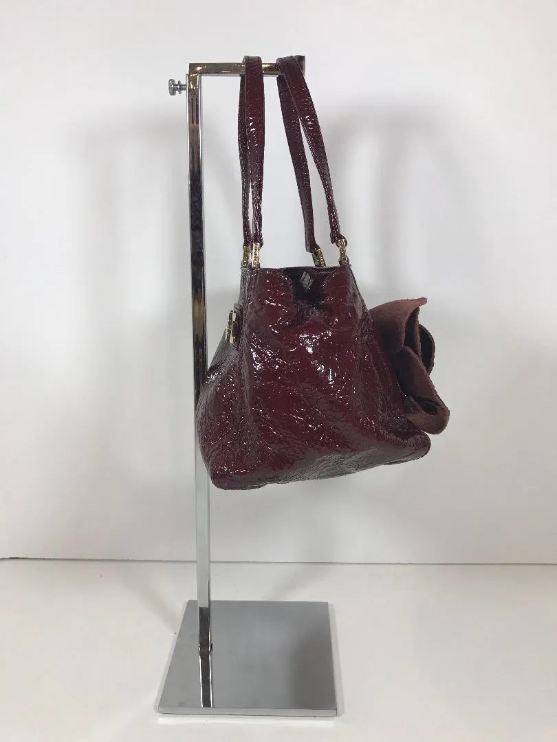 GILLI SHINY Small Patent Leather Burgundy Bag with Rose Detail Front