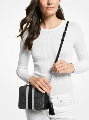 Ginny Metallic Logo Stripe Crossbody Bag