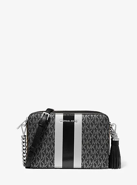 Ginny Metallic Logo Stripe Crossbody Bag