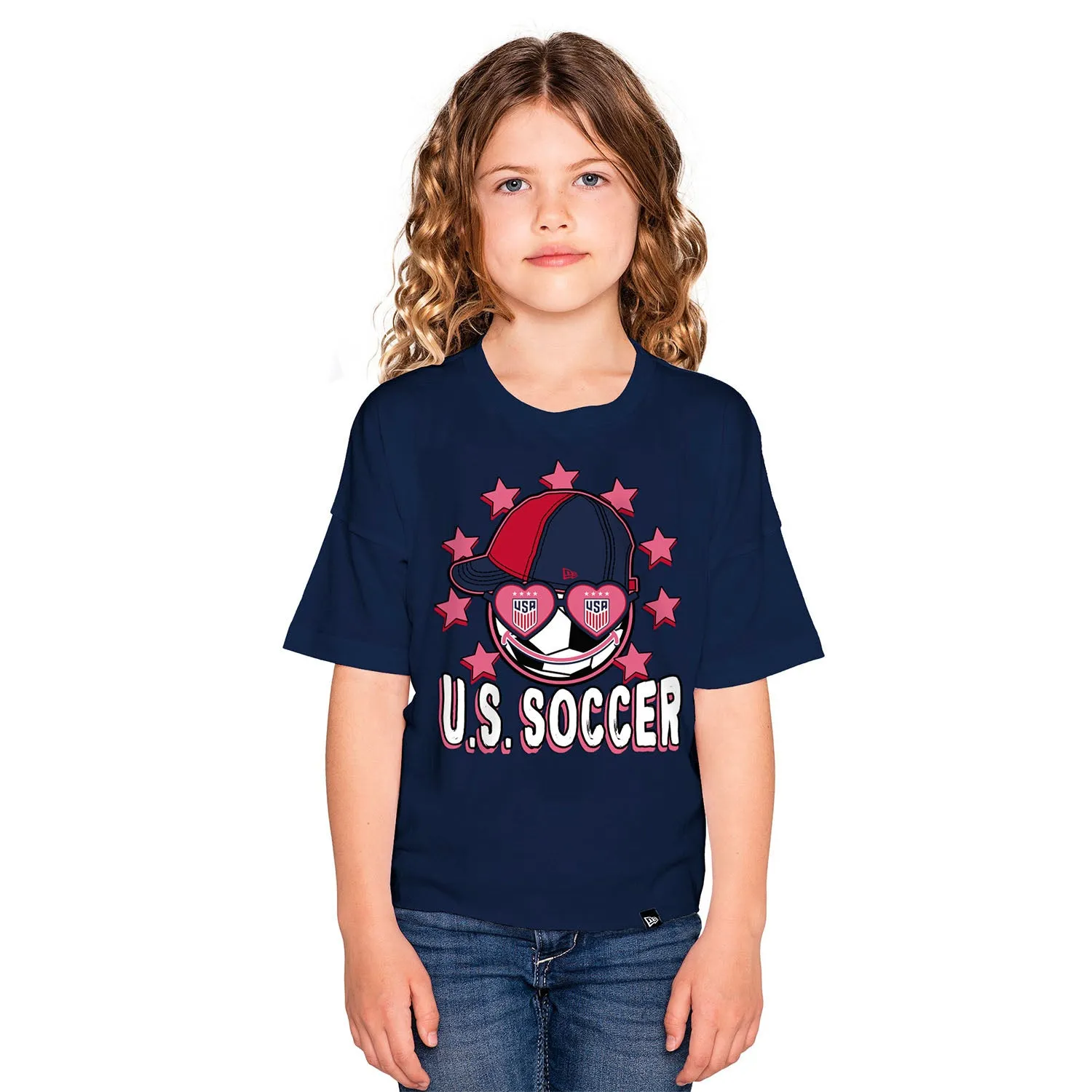 Girls New Era USWNT Raw Edge Glitter Tee