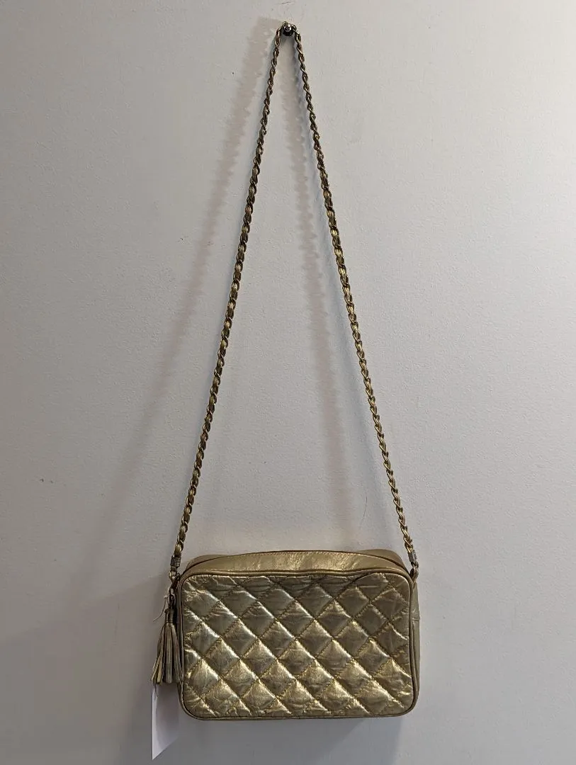 Gold Vintage Quilted Crossbody Purse