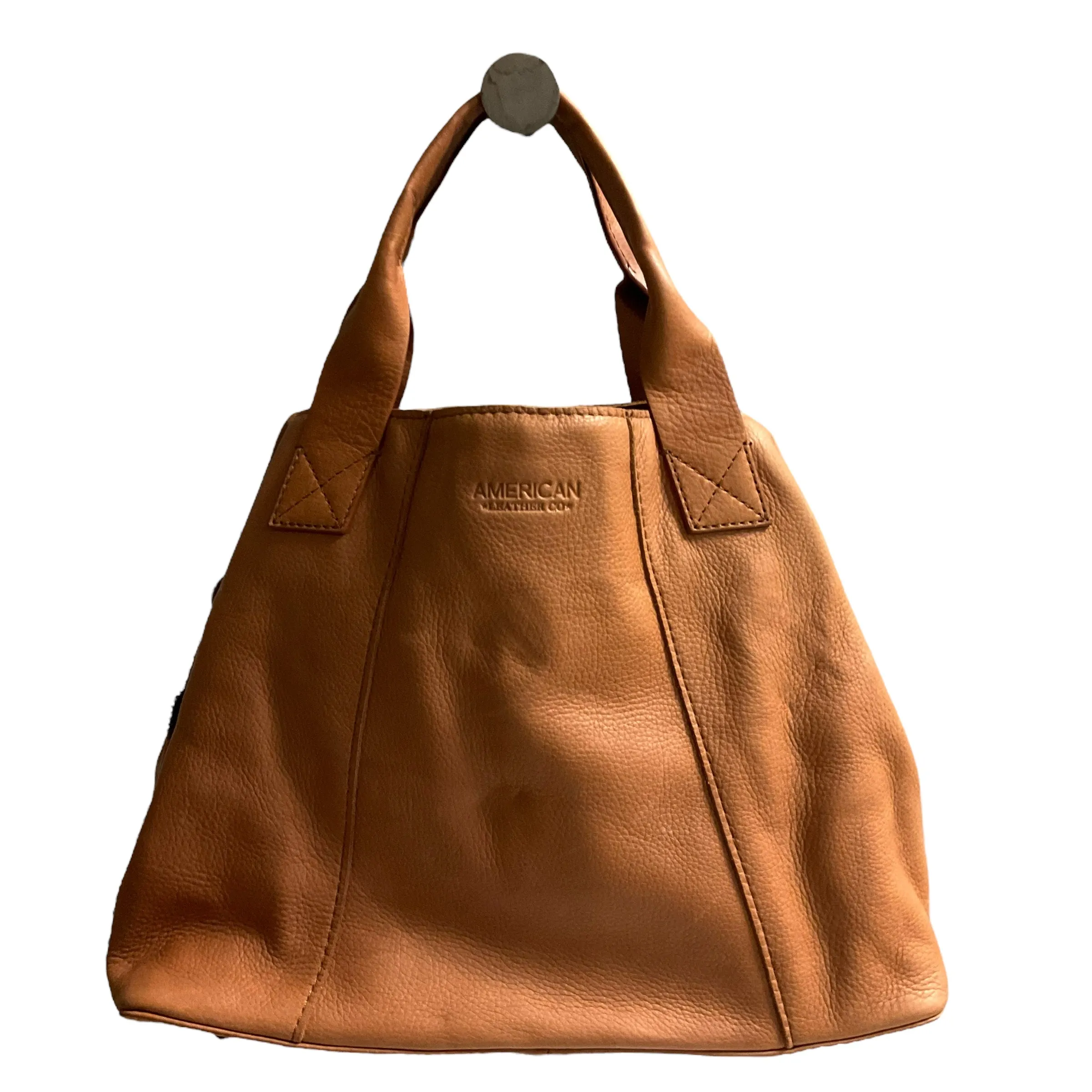 Handbag Leather By American, Size: Medium