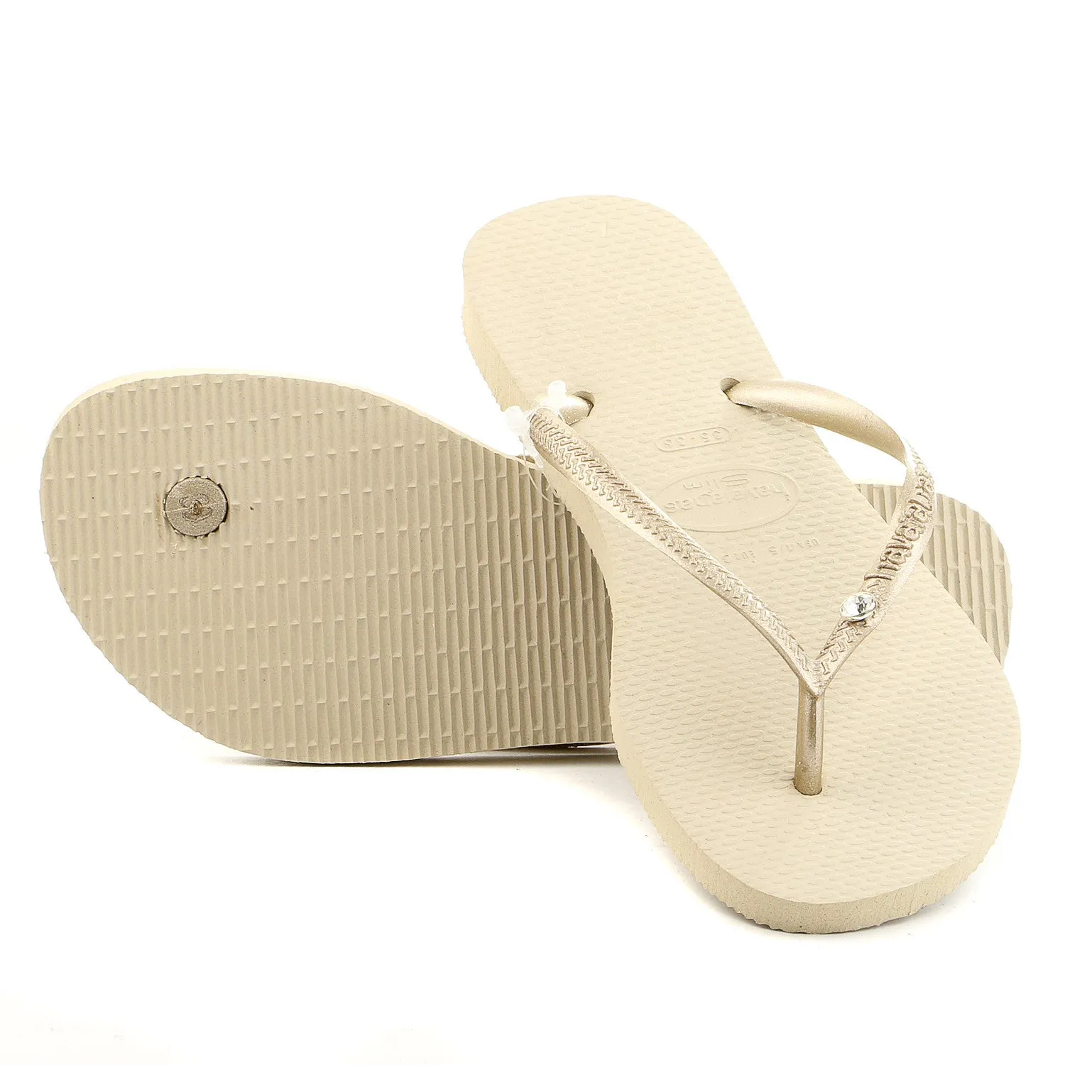 Havaianas Slim Crystal Glamour Swarovski Thong Flip Flop Sandal - White - Womens