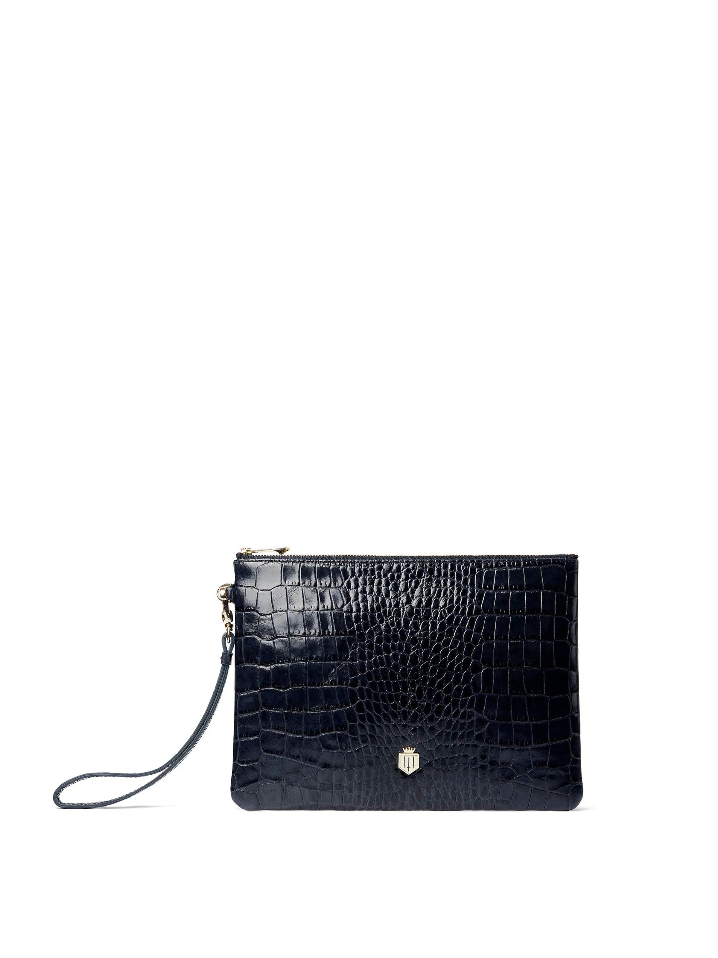 Highbury Clutch - High Shine Navy Croc