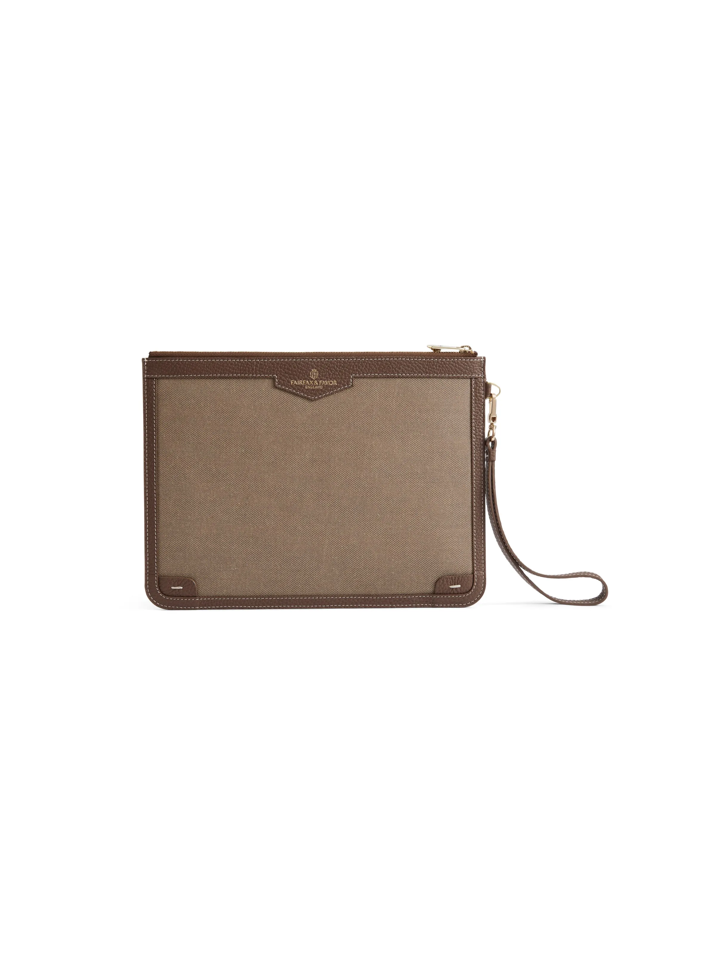 Highbury Clutch - Jacquard Taupe