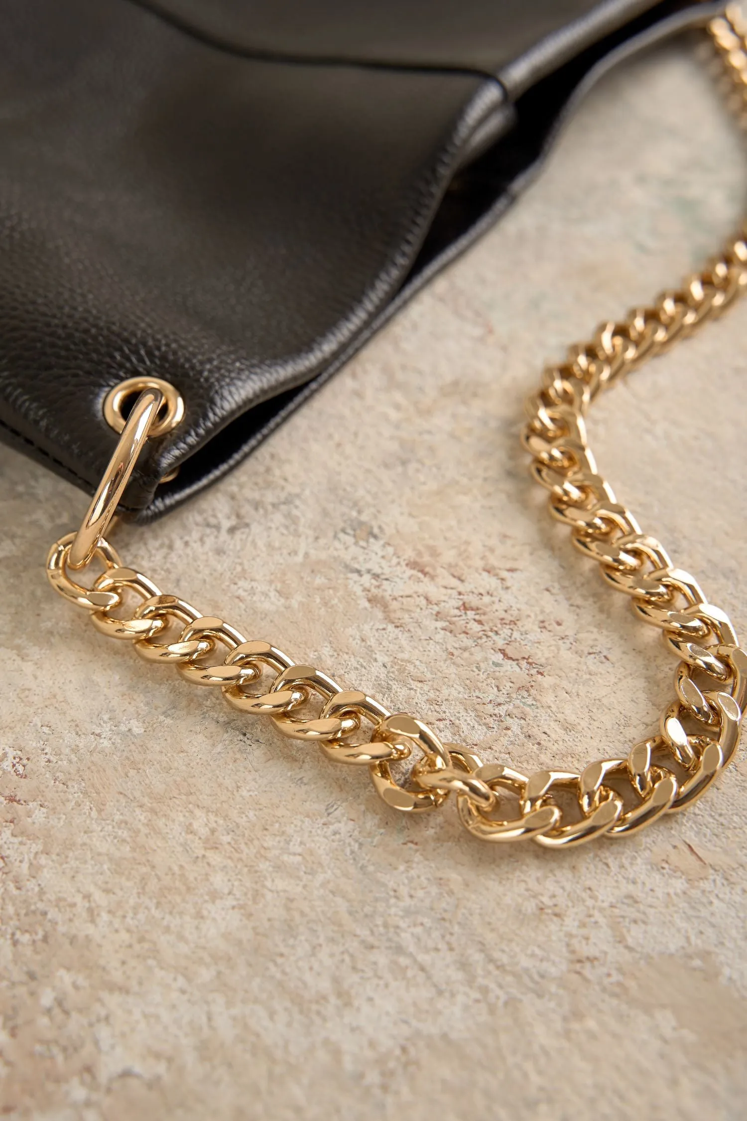 Leather Hobo Chain Bag