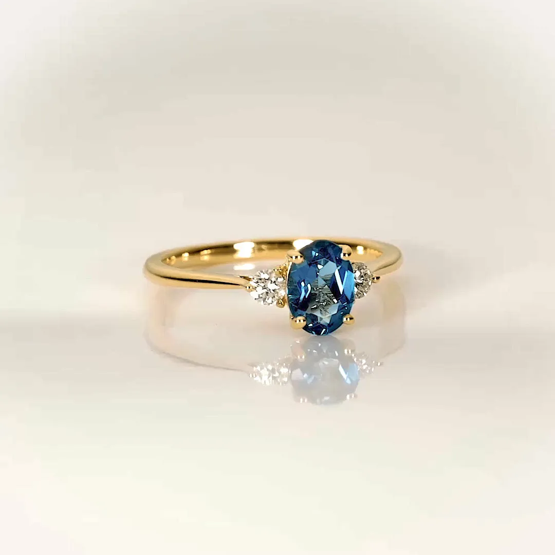 London Blue Topaz and Diamond Ring Rose Gold - Kindra