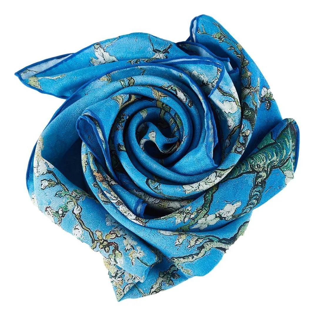 Long Crepe Silk Scarf Classic Painting Almond Blossoms By Van Gogh LSZ036