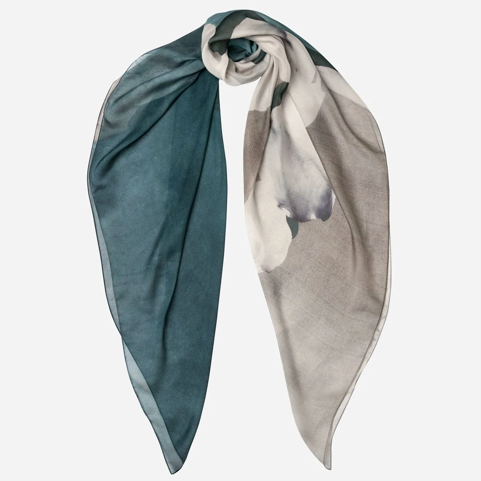 Mariana - Large Silk Scarf - Teal