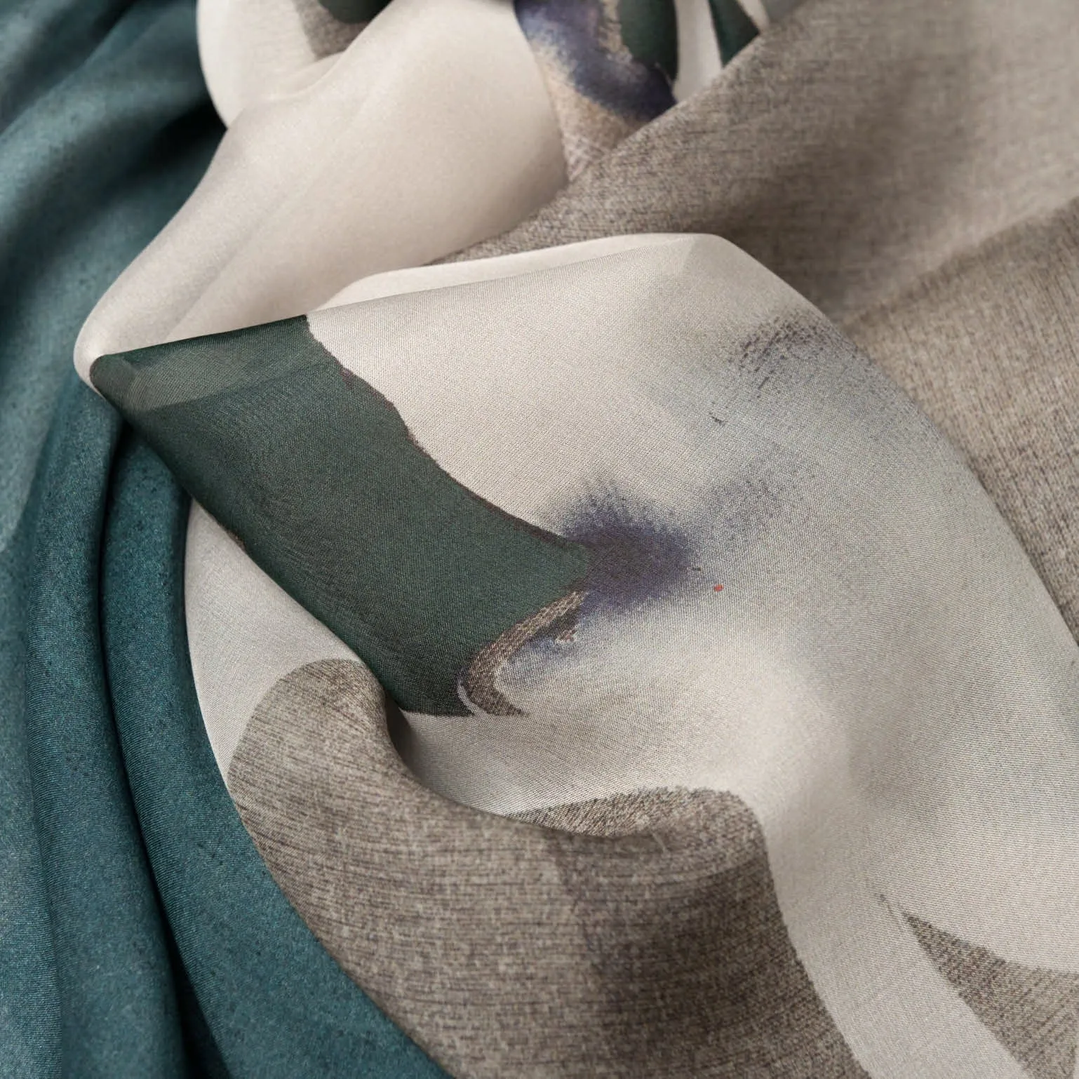 Mariana - Large Silk Scarf - Teal