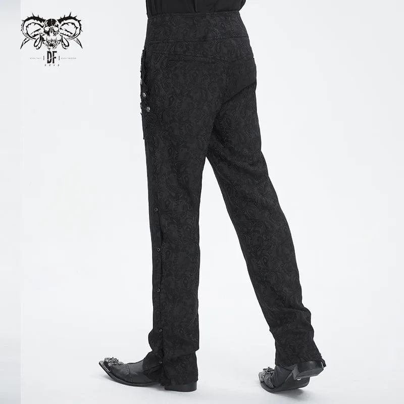 Men's Gothic Floral Embroidered Jacquard Pants