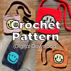 Mini Smiley Face Crossbody Bag Crochet Pattern (Digital Download)