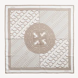 Monogrammed Silk Scarf - Beige