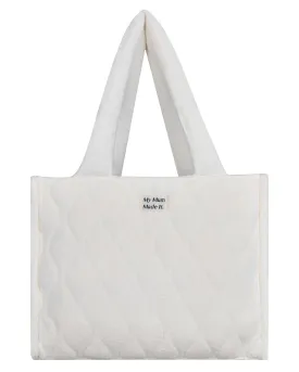 Organic Terry Quilted Tote Bag - Off White