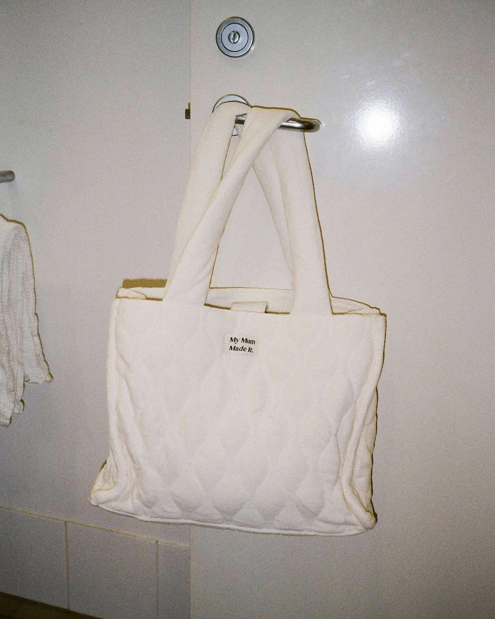 Organic Terry Quilted Tote Bag - Off White