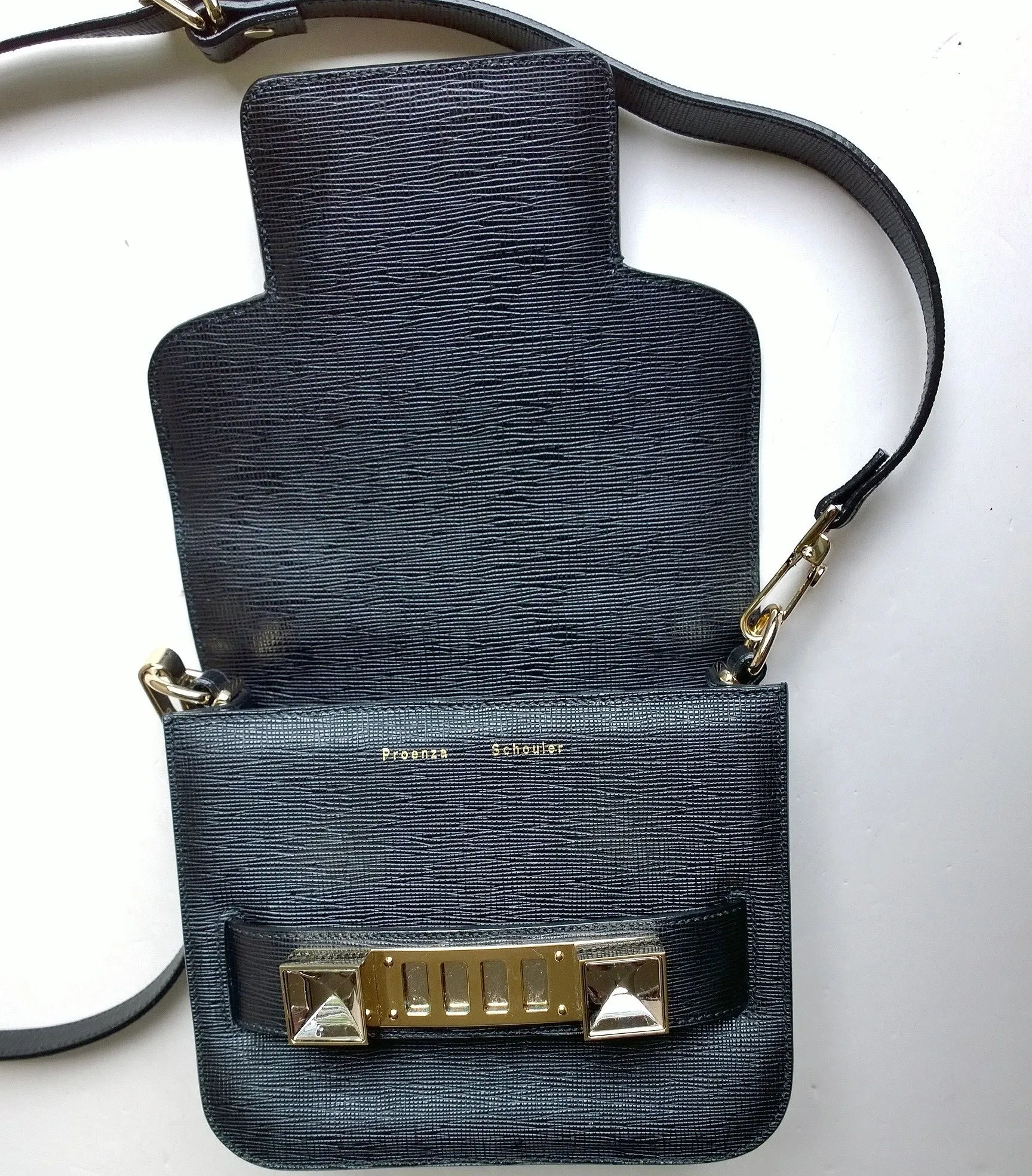 Proenza Schouler PS 11 Tiny Bag in Black Linosa Leather