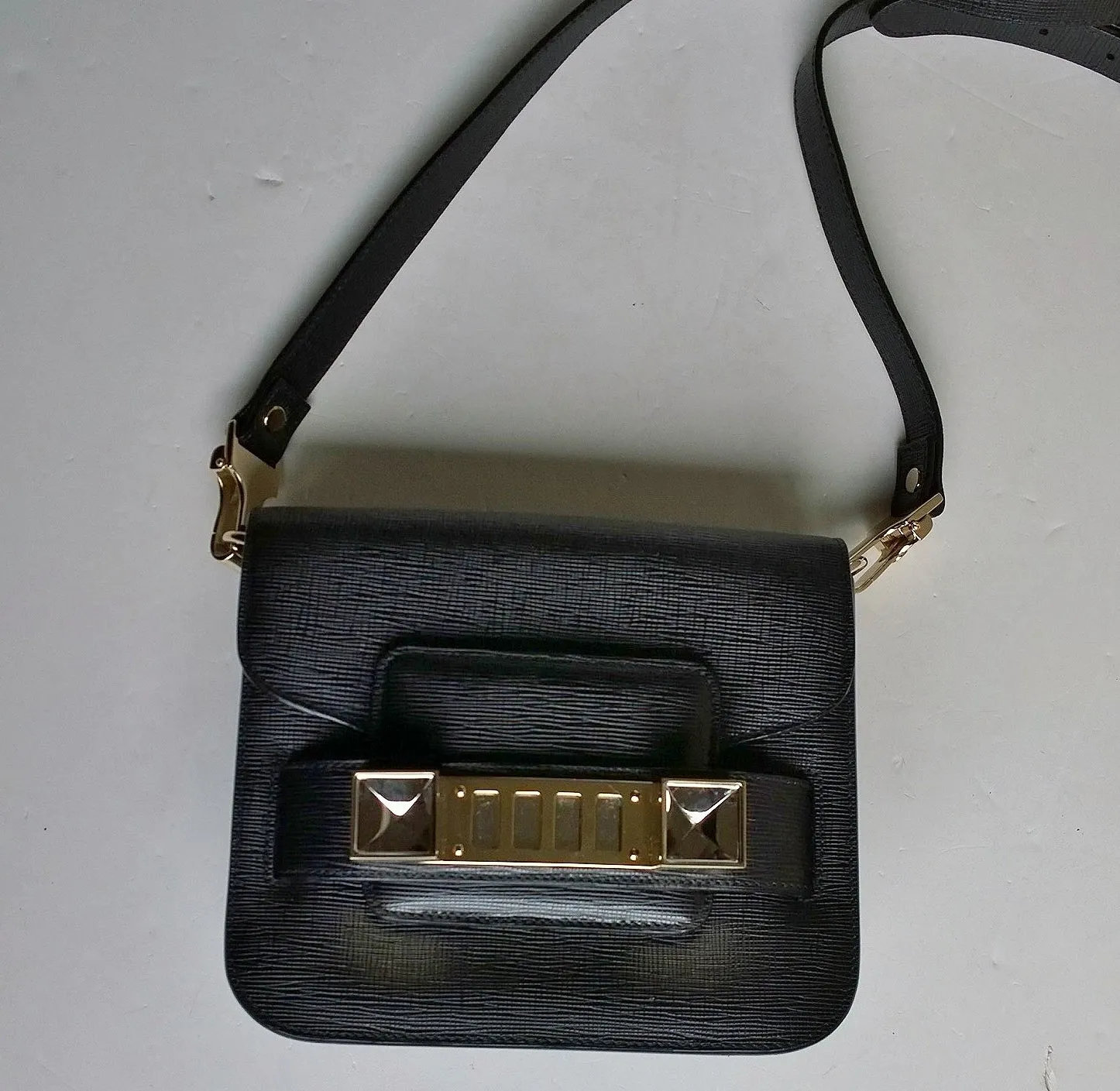 Proenza Schouler PS 11 Tiny Bag in Black Linosa Leather