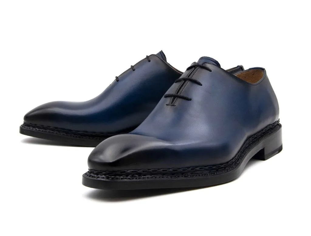 "Jason Sr" Burnished Calfskin Lace-Up Oxford Navy