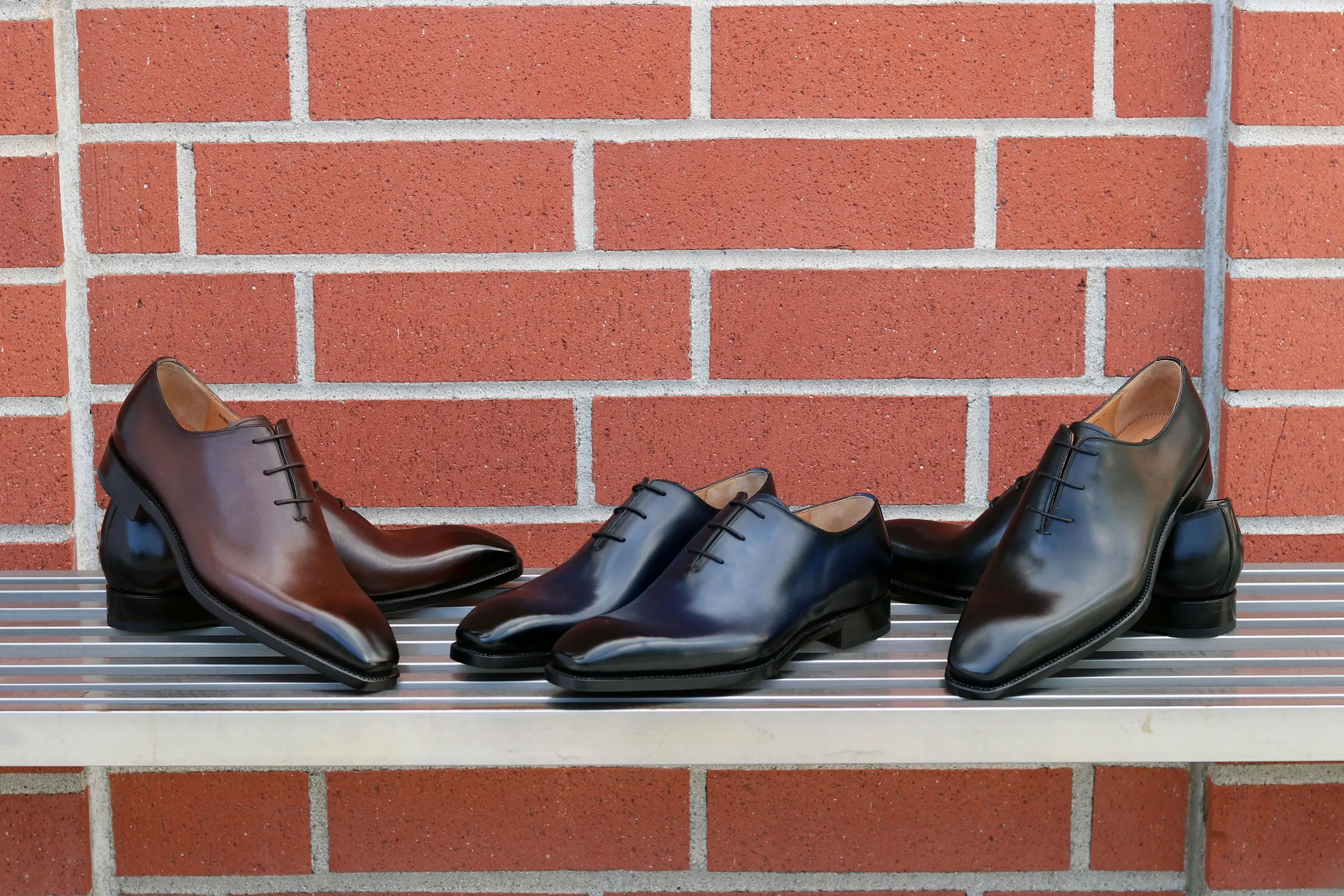 "Jason Sr" Burnished Calfskin Lace-Up Oxford Navy