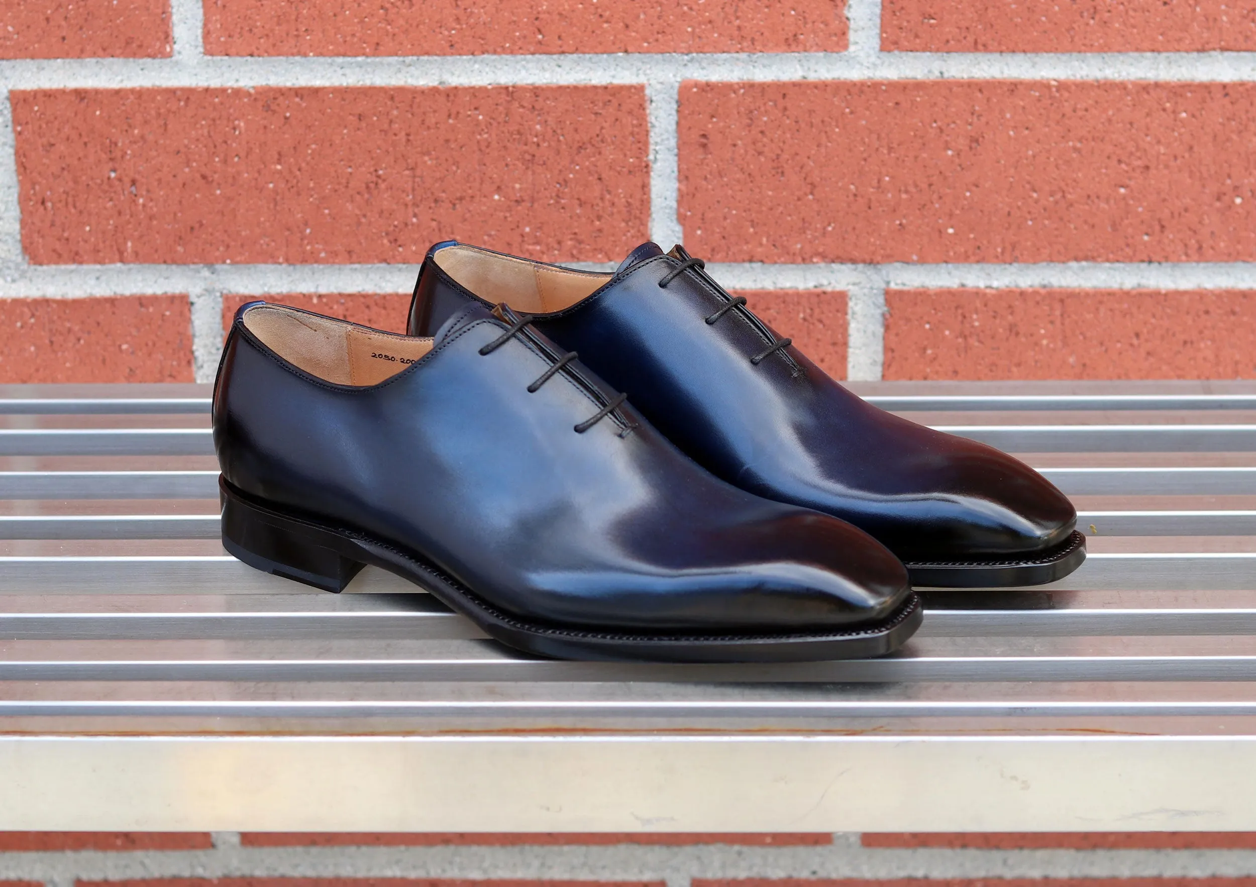 "Jason Sr" Burnished Calfskin Lace-Up Oxford Navy